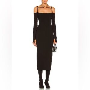 Jacquemus La Robe Sierra Elegant Black Long Sleeve Dress (EU38)